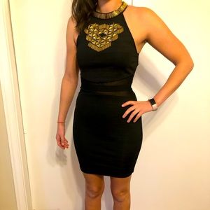 Forever 21 gorgeous black and gold bodycon dress